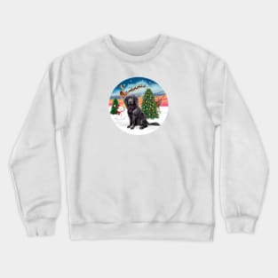 Santa Takes Off As His Flat Coated Retriever Looks On Crewneck Sweatshirt